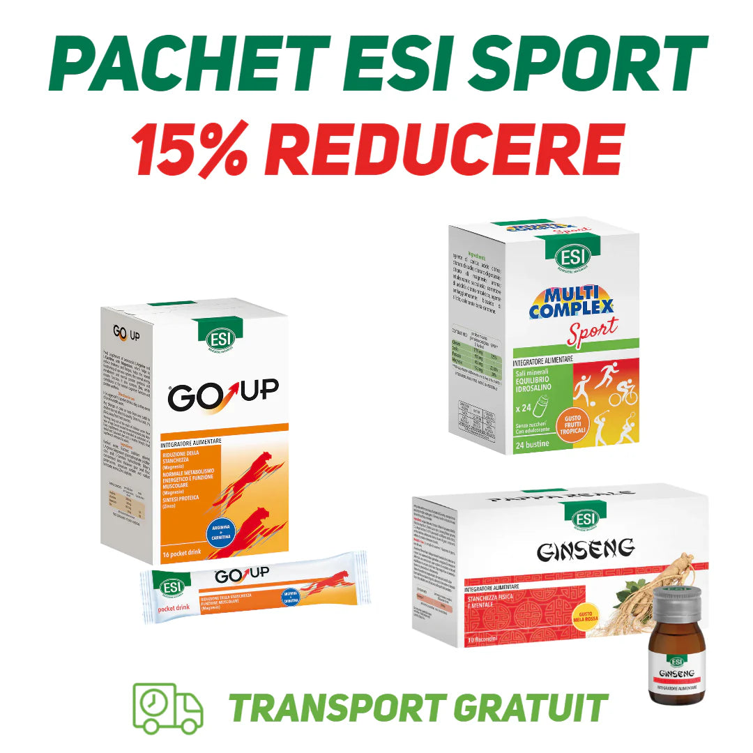 ESI Pachet Sport: Energie Naturală cu Ginseng, Multicomplex Sport și Go Up - Reducere 15%